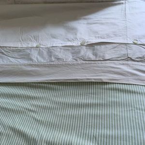 Matouk Green And Cream striped King duvet cover